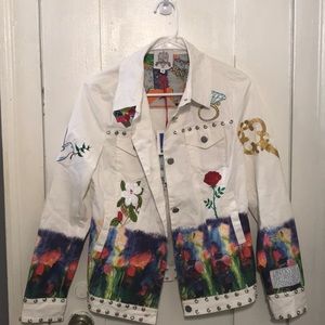 Embroidered White denim like style